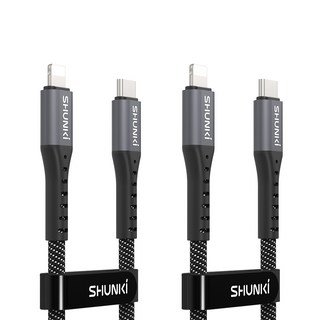 슌키 1+1 C to 라이트닝 8핀 PD 초 고속충전 케이블, 0.5m, 2개
