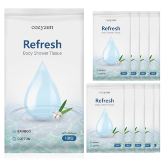 코지젠 물없이 간편 3중케어 특대형 바디 샤워티슈, 10개, 1개입