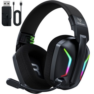 WESEARY 무선 게이밍 헤드셋 3D사운드 블루투스5.4 노이즈 캔슬링 마이크 WG1, 올블랙