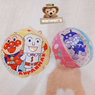 【Wenwens】日本帶回 麵包超人 充氣球 轉蛋 吐司超人 細菌人 ANPANMAN 玩具球 扭蛋, 1個, 麵包超人+吐司超人款 (附球+蛋紙)