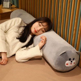 長條抱枕【台出】可愛長條枕女生側睡夾腿床上抱著睡覺玩偶神器可拆洗床頭靠枕, 灰色-哈士奇【升級面料+不掉毛】,85厘米【羽絨棉獨立內膽可拆洗】