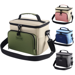 DUGNSTUDIO 2025 숄더형 PEVA 방수 3중 보온 보냉백 보냉가방, 카키+베이지, 1개