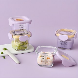LocknLock 樂扣樂扣 Little Luv幼兒扣蓋保鮮罐, 4個, 薰衣紫, 260ml