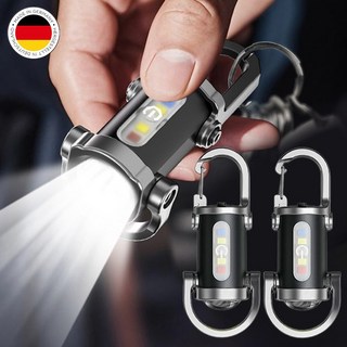 Ataasha 독일 방수 열쇠고리 손전등 미니 휴대용 초강력 후레쉬 usb, 블랙, 2개