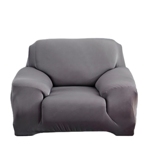 高彈力牛奶絲沙發套 - 單人 簡約素色彈性沙發罩 彈力通用沙發套罩 全包沙發套, 灰色, 1個