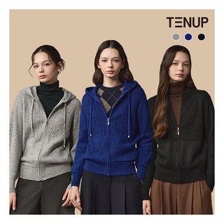 [텐업] 여성 케이블 니트 집업 자켓 3종(후드 2종+모크넥 1종)