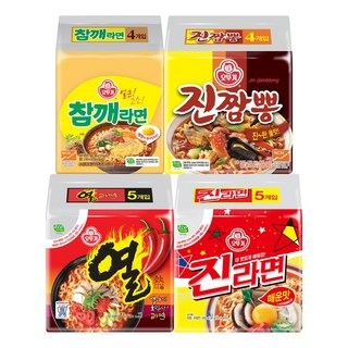 오뚜기 인기라면 BEST 참깨라면 1개 + 진짬뽕 1개 + 열라면 1개 + 진라면 매운맛 1개 1세트