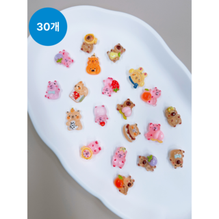 [30개] 비즈정원 카피바라 미니어처 파츠 데코덴, 30개, 혼합색상