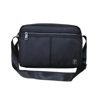 SANDIA POLO 厚磅簡約質感尼龍側背包 - 男用斜背包/肩背包, 黑色 -大款 (SP1018-9-55)