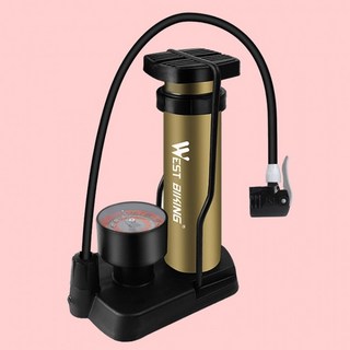 발펌프 자전거 타이어 공기주입기 압력게이지 휴대용 골드 펌프 가정용 차량용, 1개, 1자전거 펌프-골드