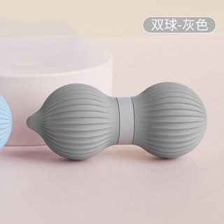 筋膜球背部矽膠按摩球：腰頸肩肌肉放鬆、四角花生球設計、頸椎大號按摩球、足底按摩器，舒緩疲勞, 1個, 豎紋矽膠花生球-灰色