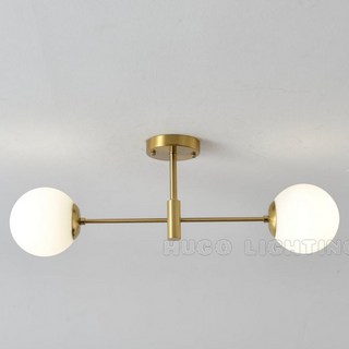 雨果燈飾 雙燈吸頂燈 鋁絲球/白玉球/煙灰球可選 E27燈座 走道/客廳適用, 煙灰球,16WLED 玉米3000K 推薦