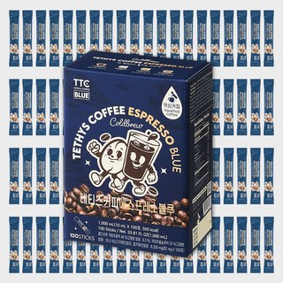 테티스커피 블루 100포 콜드브루 원액 스틱 더치커피 파우치 대용량, 100개입, 1개, 10ml