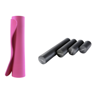 포그니 시원한 EVA 폼롤러 + 두꺼운 요가매트 세트, 핑크, 그린 45cm, 1개