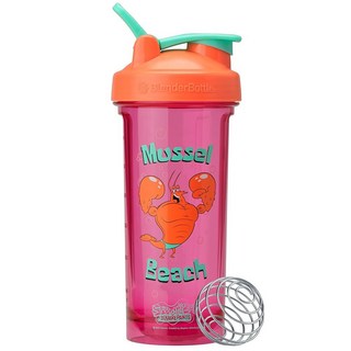 블랜더보틀 BlenderBottle 스폰지밥 셰이커 보틀 프로 시리즈 단백질 쉐이크 및 운동 전 사용에 적합 828ml(28온스) 오렌지/핑크 홍합 해변 [관세포함], 블랜더보틀 BlenderBottle 스폰지밥 셰이커 보, 1개