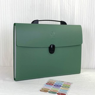 大容量手風琴手提包 A4文件夾 考券收納風琴文件夾 多層文件分類資料收納夾, 1個, 墨綠色-FX003-13格