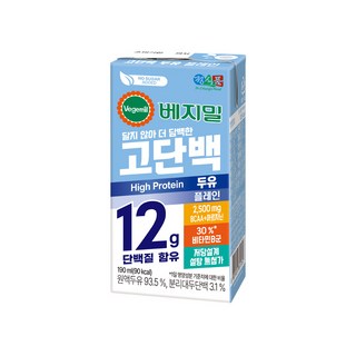 베지밀 고단백 두유 플레인 설탕무첨가 저당두유 (신제품 플레인), 32개, 190ml