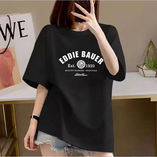 유카 프린팅 순면 루즈핏 남여공용 반팔티