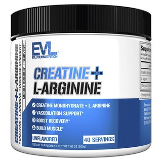 EVLUTIONNUTRITION 크레아틴 플러스 L 아르기닌 언플레이버드, 200g, 1개