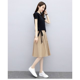 마카다 마카판다 면 린넨 드레스 여름 언발 스타일 배꼽 커버 슬리밍 린넨 정장 스커트 투피스 1029