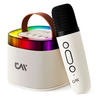 더씽 무선 LED 블루투스 마이크 스피커, The sing M62, 아이보리