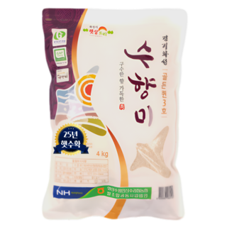 수라청농협 2025년산 특허받은 누룽지향 수향미 골든퀸3호 백미 햅쌀, 상등급, 1개, 4kg