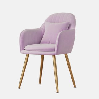 好的家居 北歐輕奢餐椅 化妝椅 梳妝椅 造型椅 辦公椅 休閒椅 INS網美 扶手椅, 紫【送抱枕】, 1件