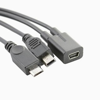 【勁祥科技】mini usb母頭轉mini usb公 micro公一分二充電線, 1個
