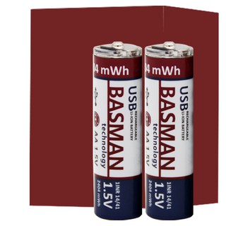 바스맨 C타입 충전식 건전지 리튬이온 배터리 AA 2개입 (1650mAh), 1개