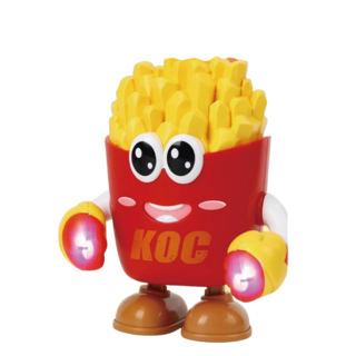 KOC 薯條機器人 動感聲光音樂跳舞玩具 耐摔ABS材質 嬰幼兒學爬陪伴, 1個, 紅色