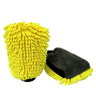 MAILE 프리미엄 3in1 셰니어 극세사 4면 세차 장갑 워시미트, 옐로우, 1개