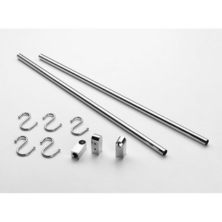 台灣製造 304不鏽鋼 吊桿組 (含管座 不鏽鋼S勾) 吊桿 60 180公分 廚房吊桿 不鏽鋼吊桿 五分管 5分管, 60公分套組,方型管座