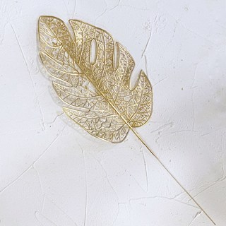 森林海 過年裝飾 高級金色葉子 噴金葉子 仿真花 新年佈置拍照道具, B04-單支金龜背葉, 1個