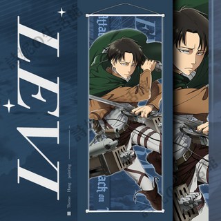 進擊的巨人 Attack on Titan 掛畫 桃皮絨捲軸布畫 海報 墻壁裝飾畫 艾倫 利威爾 兵長 三笠, 利威爾1,25*75cm