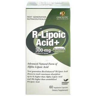 GENCEUTIC NATURALS 右旋硫辛酸素食膠囊 300mg, 60顆, 1盒