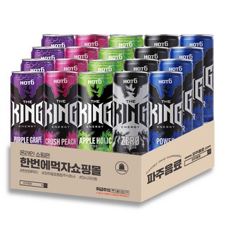 [한번에먹자] 핫식스더킹 에너지드링크 5종 혼합세트 / 제로 + 퍼플 + 피치 + 파워 + 애플홀릭 / 각4개씩 총20캔, 20캔, 355ml