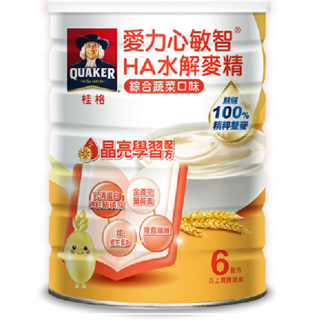 桂格QUAKER愛力心敏智HA水解麥精綜合蔬菜口味，6個月以上寶寶適用，營養豐富，幫助消化, 淨重:700公克, 1個