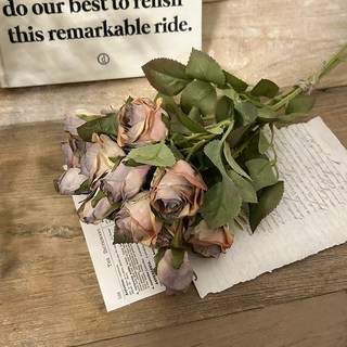 드라이플라워 미니 말린 장미 조화 로즈 꽃다발, 3개, 커피