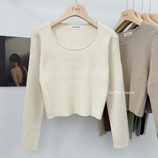 Fee圓領直坑條針織上衣 現貨10色可選 韓系時尚女裝上衣 秋天穿搭必備