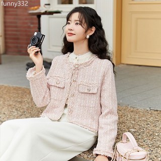 法式粗花呢短款外套2025新款，氣質名媛小香風流蘇上衣，春秋小個子外套