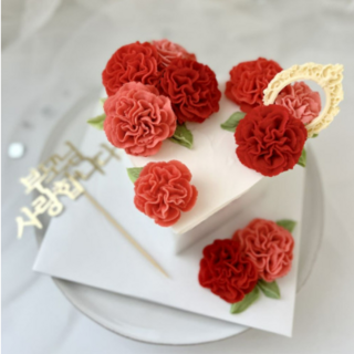 서초동 강남 카네이션 케이크 어버이날 스승의 날 로브제 러블리 하트, 단호박(단호박 필링), 스칼렛 레드, 3호, 1개