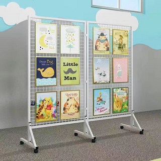 臺灣出貨 網架 網片架 框網架 包框網架 網片展示架 網格架 網格網架 移動式網片展示架 網格雙面網格架 工業風鐵絲網裝, 白色單個,寬80高180, 1個