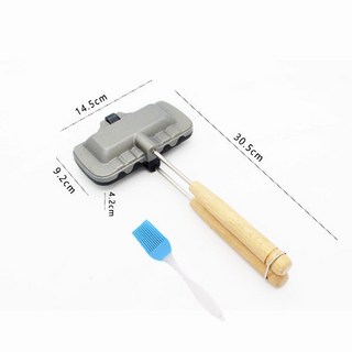 三明治鍋 早餐鍋 雙麵煎鍋 烤三明治吐司模具 熱壓三明治 烤夾 雙麵烤盤 燃氣式 日式吐司烤夾明火三明治機戶外露營廚具不, 1個, 迷你三明治夾（送油刷）