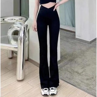JUSTCC 交叉腰喇叭褲 高腰顯瘦 微喇瑜伽褲