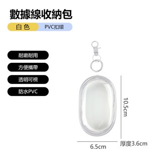 ZT數據線收納包 掛勾耳機收納袋 充電線整理袋 遛娃包 曬娃包 旅行外出零錢包, 1個, 白 6.5*3.6*10.5cm
