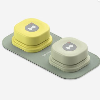 포비 강아지 소통벨간식 버튼 반려동물 훈련 소통벨 강아지 고양이, 옐로우 + 제이드그린, 1세트