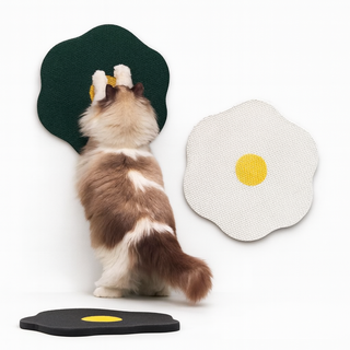 푸뜨 벽부착 꽃잎 고양이 스크래쳐 스티커형 캣스크래처 인테리어, 화이트