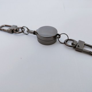 金屬證件套伸縮鑰匙圈 伸縮證件扣/識別證伸縮扣環, 1個, 易拉扣-槍灰色, 槍灰色