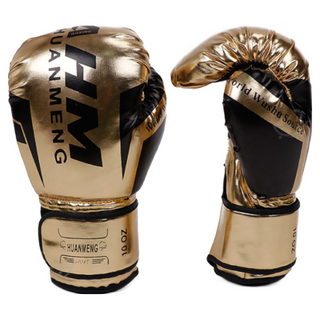 HUANMENG 拳擊手套【高品質加厚內膽 台灣現貨】10oz 12oz 14oz 拳套 打擊手套 格鬥 拳擊 泰拳 MMA, 金色, 1個