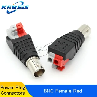 전원케이블 2/5/10PCS DC 12V 남성 여성 BNC 커넥터 LED CCTV 카메라 5.5x2.1mm/2.5mm 용접 전원 플매트 카펫 매트 러그 어댑터 잭 소켓, 02 5PCS, 01 BNC Female Red